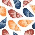 seamless pattern with colorful seashells, namely the shell of a crustacean Royalty Free Stock Photo